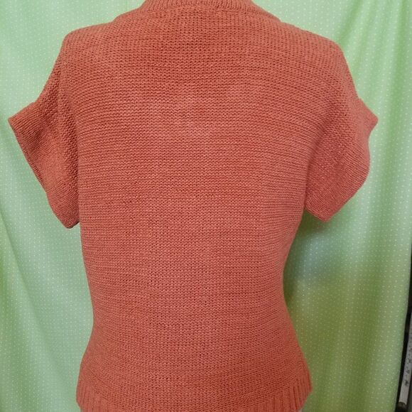 Boho Sweater size Small C'est City  Orange with beaded neckline - Picture 3 of 6